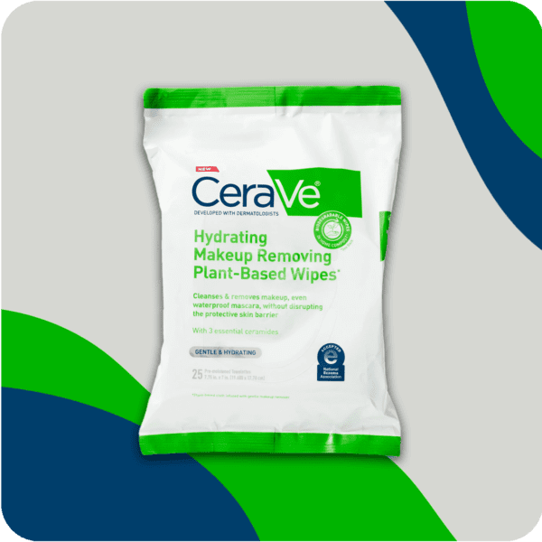 CeraVe Hydrating Facial Cleansing Makeup Remover Wipes, Plant Based Face Wash Wipes, 25ct