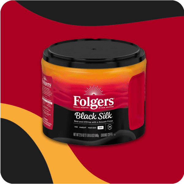 Folgers Black Silk Ground Coffee, Smooth Dark Roast Coffee, 22.6Ounce Canister