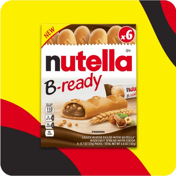 Nutella B-ready, Hazelnut Spread with Cocoa, 6 Individually Wrapped Snack Bars