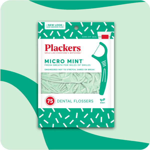 Plackers Micro Mint Dental Flossers, Fresh Mint Flavor, 75 Count