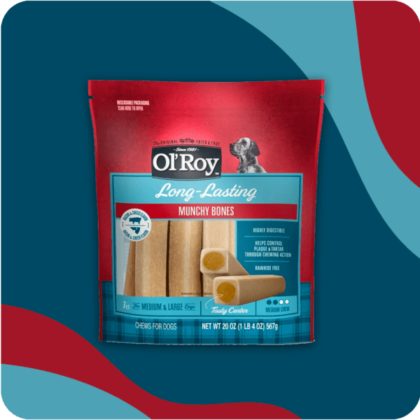 Ol’ Roy Bacon & Cheese Munchy Bone Treats for Dogs, 7 Count